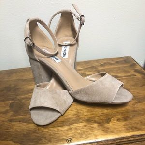 Nude Suede Sandal Heels